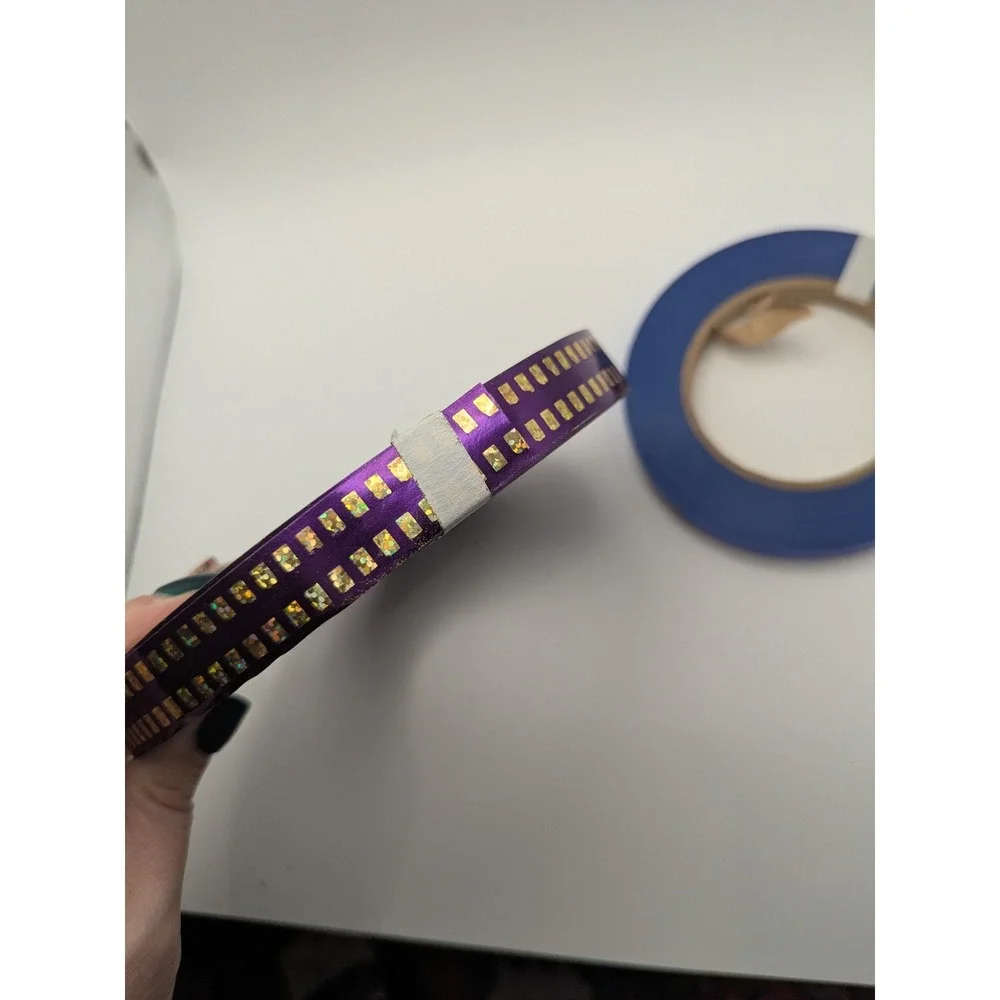 Decorative Ribbon Rolls‎ Purple Holographic Blue Metallic Crafting Party Decor